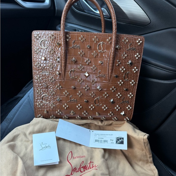 Christian Louboutin Tan Embellished Tote - Picture 1 of 5